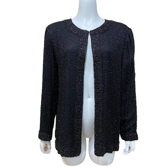Laurence Kazar Beaded Silk Blazer Cocktail Jacket - Picture 1 of 9